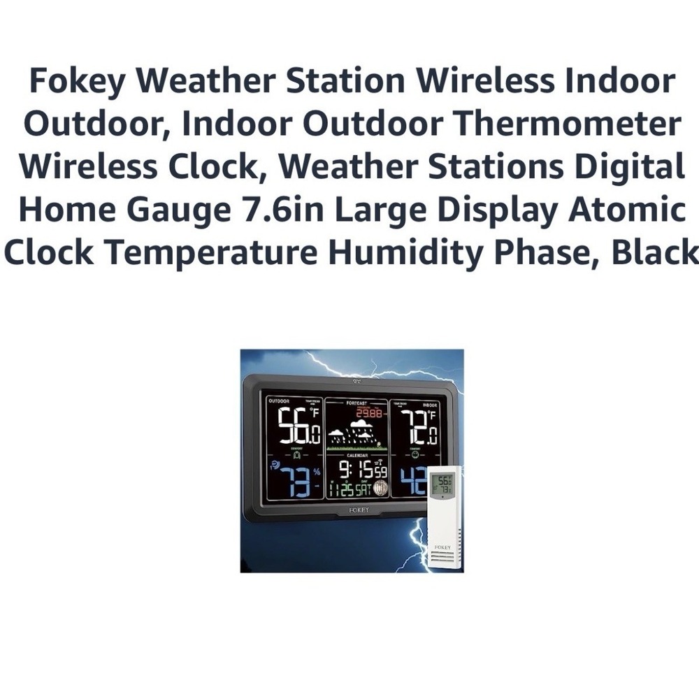Fokey Wireless Weather Station Indoor Outdoor Thermometer Hygrometer